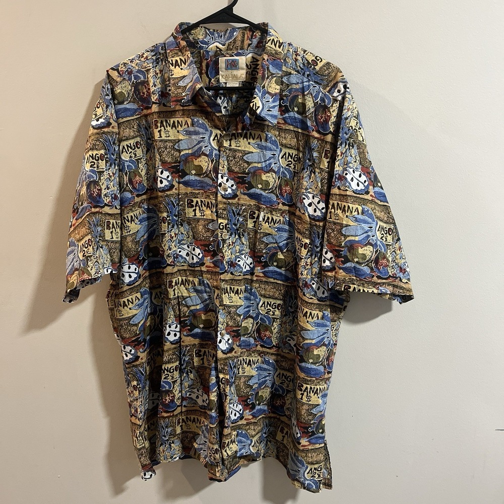 Kahala Hawaiian‎ Shirt Men's XXL Brown Relaxed Fit Button Short Sleeve Pocket